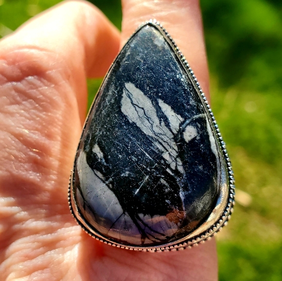 New Oversized Picasso Jasper 925 Silver Statement Ring. - Picture 6 of 16